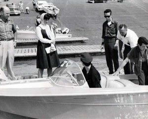 Elvis in his speedboat.